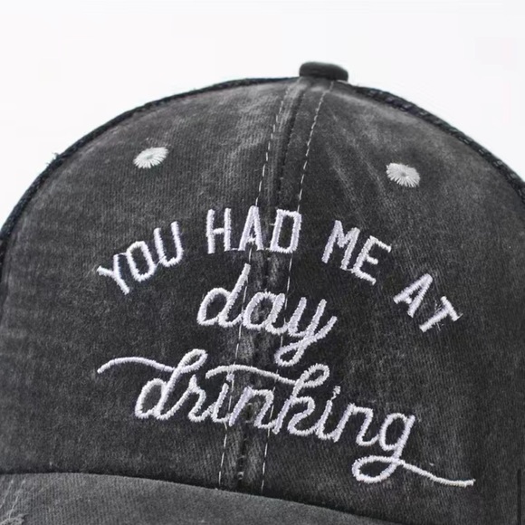 Ponytail Baseball Cap| Embroidered Black Washed Distressed Trucker Hat For Women - Picture 5 of 6